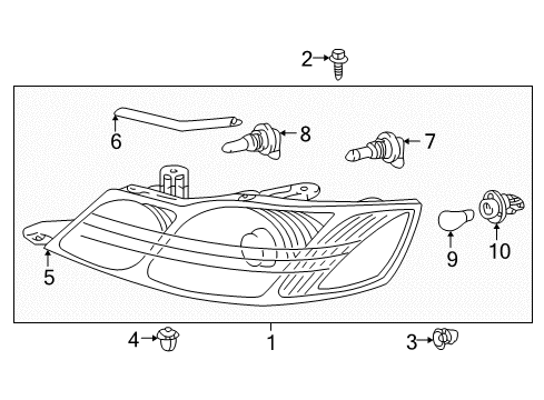 2002 Toyota Avalon Passenger Side Headlight Assembly Composite Diagram for 81110-AC040