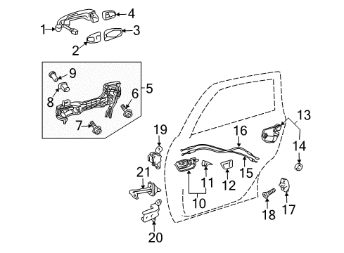 2015 Toyota Prius Cover, Rear Door Outside Diagram for 69227-47010-P4