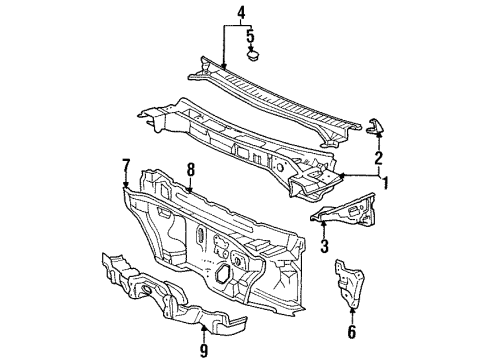 1997 Toyota Corolla Insulator Assy, Dash Panel Diagram for 55210-12410