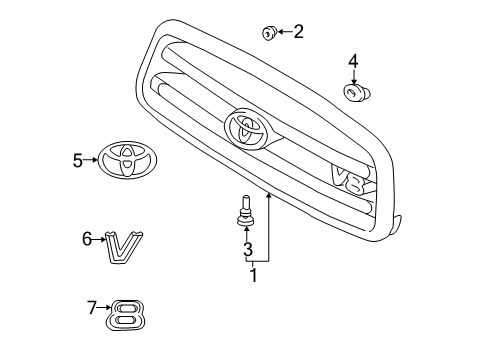 2003 Toyota Sequoia Radiator Grille Diagram for 53100-0C040-B1