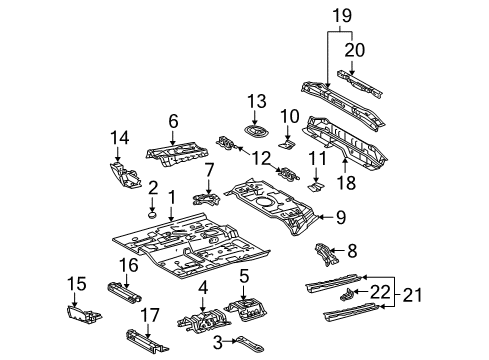 2004 Scion xA Member Sub-Assembly,Front Floor Diagram for 57452-52903