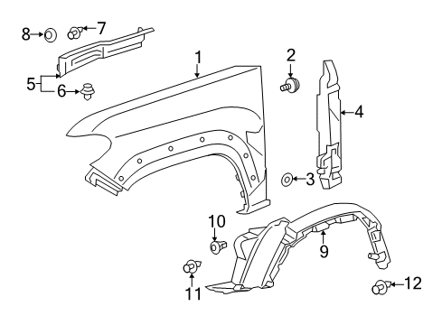 2016 Toyota Tacoma Panel, Front Fender, LH Diagram for 53812-04110