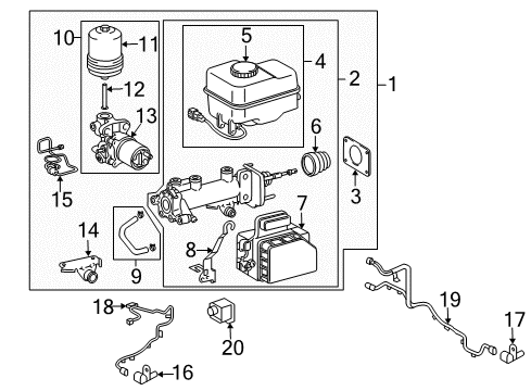 Brake Booster Assembly, W/Master Cylinder Diagram for 47050-60510