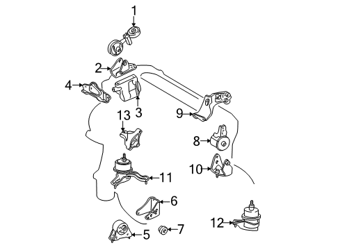 2003 Toyota Highlander Stay, Engine Mounting RH Diagram for 12327-28020