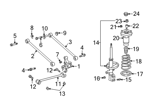 2006 Toyota Highlander Rod Assy, Strut, Rear Diagram for 48780-0E020