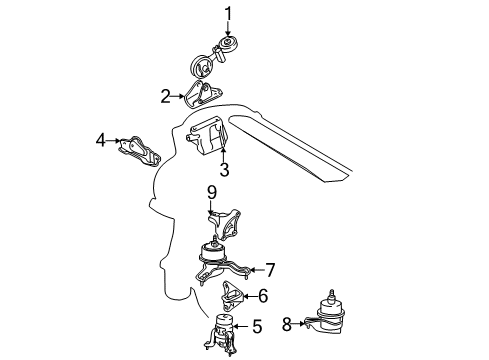 2002 Toyota Camry Engine & Trans Mounting Diagram 2 - Thumbnail