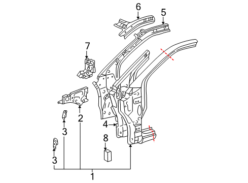 2006 Toyota Highlander Hinge Pillar Diagram 1 - Thumbnail