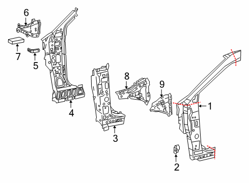 2019 Toyota C-HR Pillar Sub-Assembly, Fr Diagram for 61023-10210