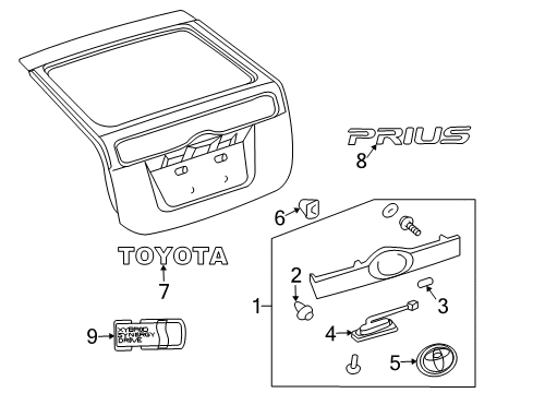 2006 Toyota Prius Garnish Sub-Assy, Back Door, Outside Diagram for 76801-47060-B0