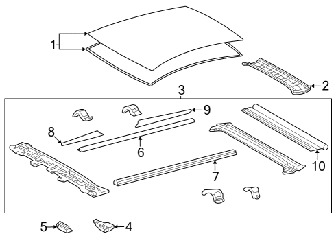 2023 Toyota Crown Glass Roof Panel Diagram