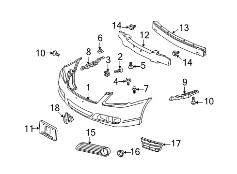 2008 Toyota Avalon Cover, Front Bumper Diagram for 52119-07904