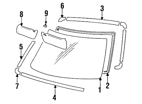 1988 Toyota Pickup Windshield Glass Diagram