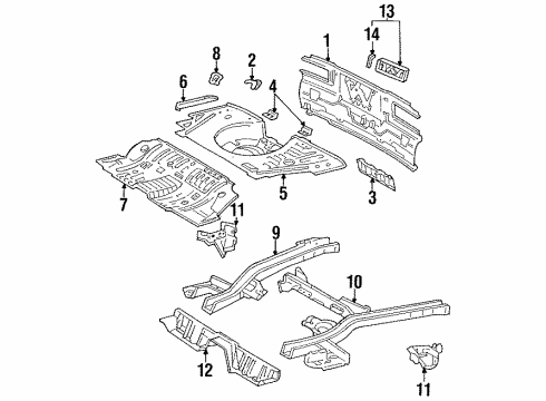 1988 Toyota Celica Panel Sub-Assembly, Lower Back Finish, Center Diagram for 75082-20160-02