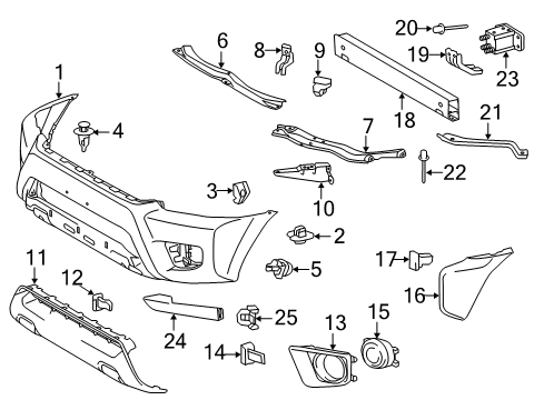 2015 Toyota Tacoma Bracket, Front Bumper Arm Mounting Diagram for 53274-04030