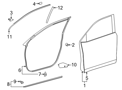 2019 Toyota Highlander Panel, Front Door, Outs Diagram for 67111-0E050