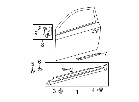 2009 Scion tC RETAINER, Door Trim Diagram for 67771-32080