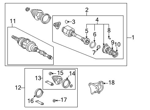 2002 Toyota MR2 Spyder Front Cv Joint Boot, Left Diagram for 04438-42201