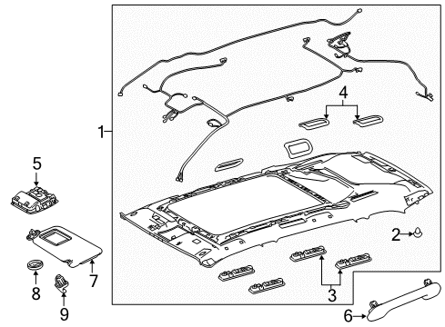 2015 Toyota Highlander Box Assembly, Roof Console Diagram for 63650-0E160-B0