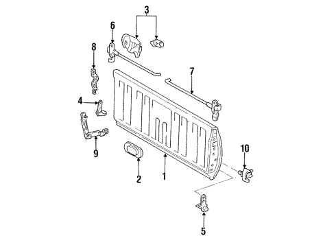 1993 Toyota T100 Tail Gate, Body Diagram