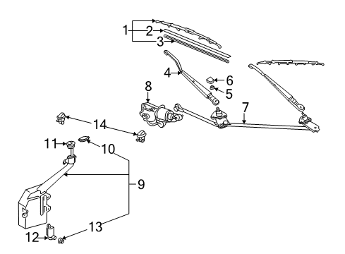 2004 Toyota MR2 Spyder Motor Assy, Windshield Wiper Diagram for 85070-17130