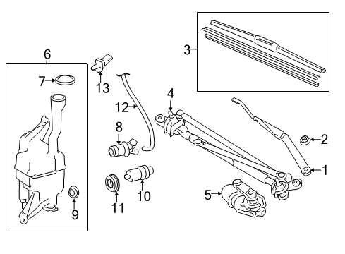 2014 Toyota Camry Wiper & Washer Components, Body Diagram 1 - Thumbnail