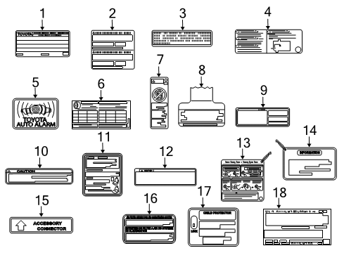 2022 Toyota 4Runner Information Labels Diagram