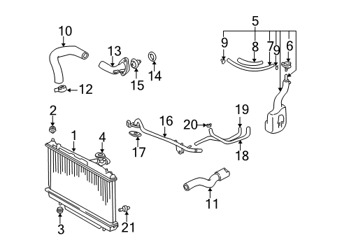 2001 Toyota RAV4 Radiator & Components Diagram