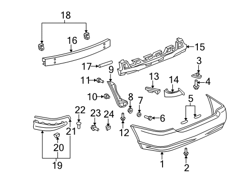 2003 Toyota Corolla Bolt, Bumper MOULDING Set Diagram for 52791-12040