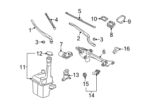 2007 Toyota Avalon Wiper & Washer Components, Body Diagram