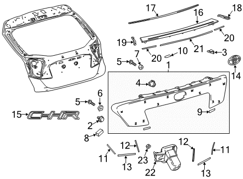 2022 Toyota C-HR Back Door Name Plate Diagram for 75442-10340