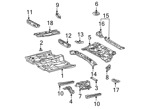 2003 Toyota Matrix Member, Front Floor Cross, LH Diagram for 57452-01010