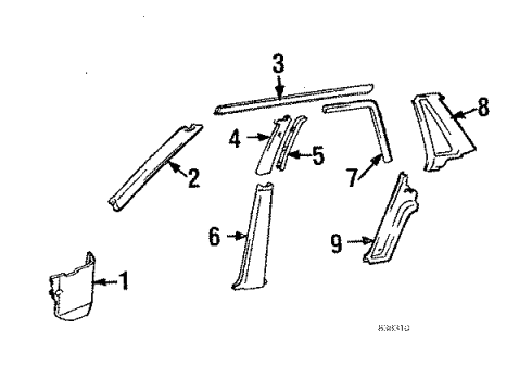 1987 Toyota Camry Garnish Assy, Roof Side Rail, LH Diagram for 62440-32010-04