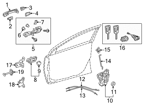 2016 Scion iM Handle Sub-Assembly, Doo Diagram for 69205-12240-C0