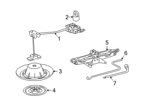 2006 Toyota Highlander Handle, Spare Wheel Carrier Bolt Diagram for 51942-28010