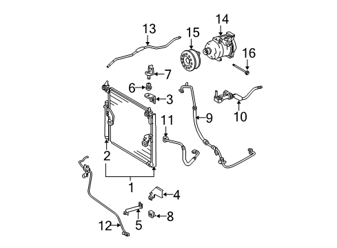 2005 Toyota 4Runner A/C Condenser, Compressor & Lines Diagram