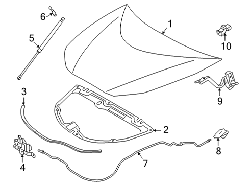 2019 Toyota Mirai Cable Assembly, Hood Lock Diagram for 53630-62020