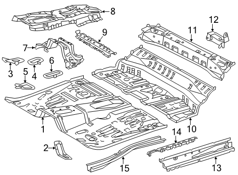 2015 Scion iQ Pillars, Rocker & Floor - Floor & Rails Diagram