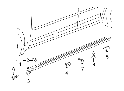 2002 Toyota Avalon Exterior Trim - Pillars, Rocker & Floor Diagram