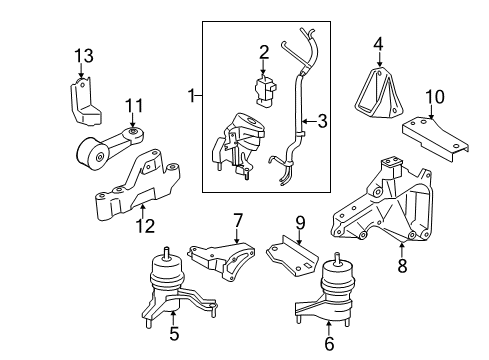 2012 Toyota Avalon Engine & Trans Mounting Diagram