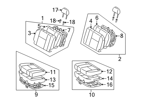 2001 Toyota Land Cruiser Cushion Assembly Seat, LH Diagram for 79330-60640-B0