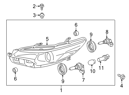 2015 Toyota Camry Passenger Side Headlight Assembly Diagram for 81110-06860