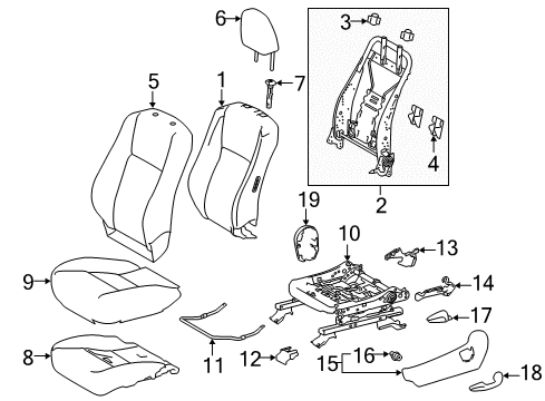 2019 Toyota Highlander Driver Seat Components Diagram