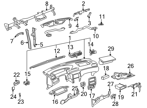 2000 Toyota Camry Pad Sub-Assy, Instrument Panel Safety Diagram for 55401-AA011-B0