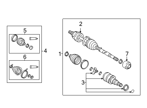 2007 Toyota Matrix Drive Axles - Front Diagram