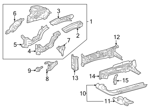 2023 Toyota Prius Structural Components & Rails Diagram