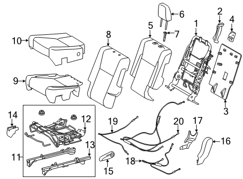 2019 Toyota Highlander Second Row Seats Diagram 1 - Thumbnail