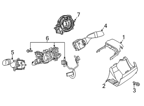 2022 Toyota Highlander Shroud, Switches & Levers Diagram