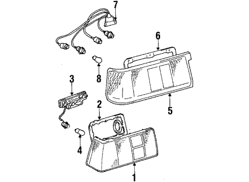 1985 Toyota Corolla Lens, Rear Combination Lamp, LH Diagram for 81561-1A240