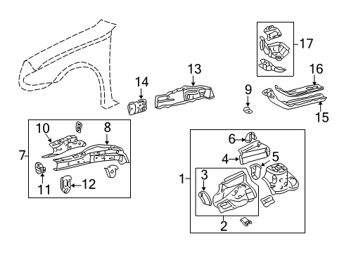 2005 Toyota Corolla Structural Components & Rails Diagram