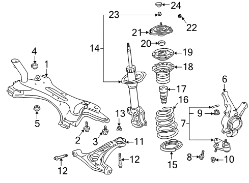 2002 Toyota Prius Front Suspension Control Arm Sub-Assembly Lower Left Diagram for 48069-47021